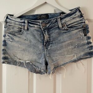 Silver Jeans Blue Distressed Jean Shorts